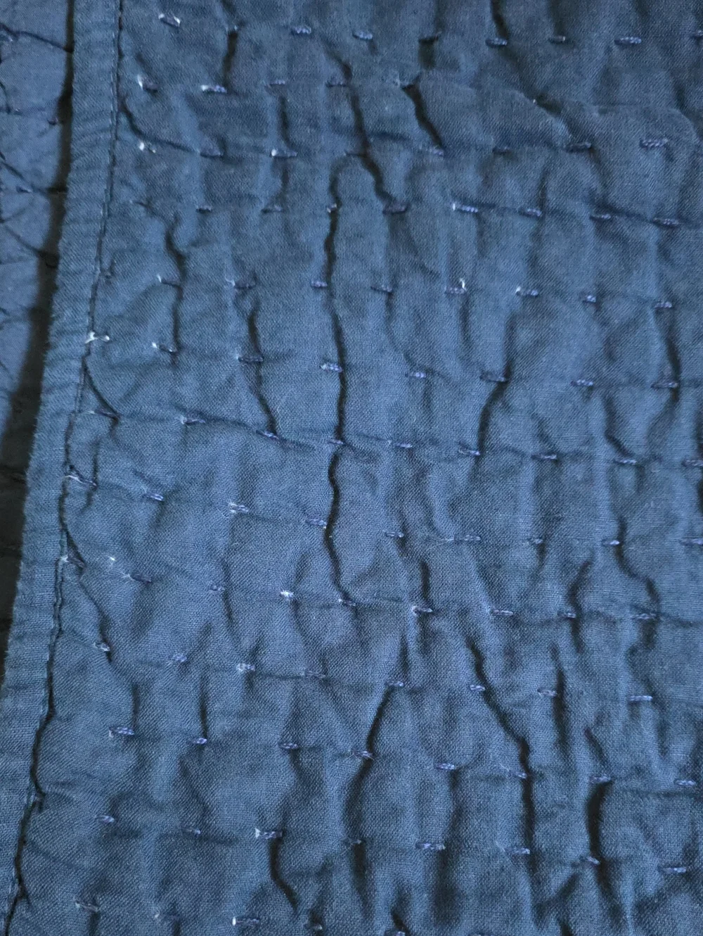 Quince European Linen Cotton Quilt With Shams - Navy - Queen/Full